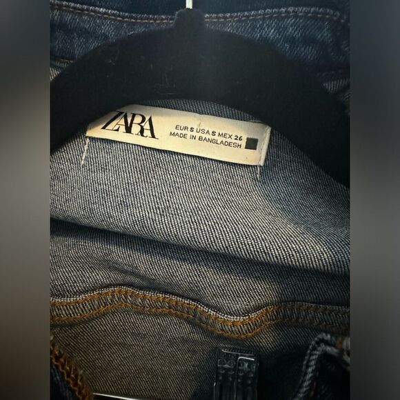 ZARA BLUE Collared Halter Short Denim Dress With Patch Pockets Small NWT - Picture 3 of 3